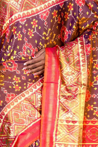 Orange and Violet Patola Saree