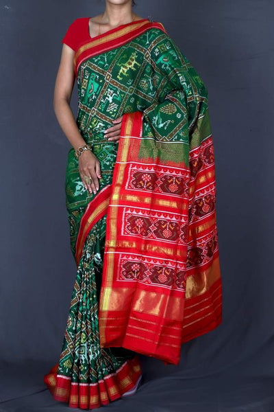 Green and Red Patan Patola Saree