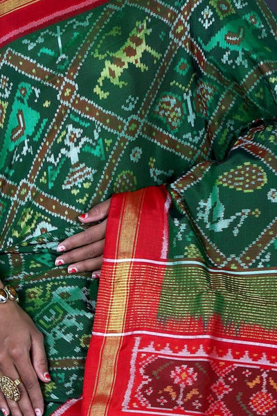 Green and Red Patan Patola Saree