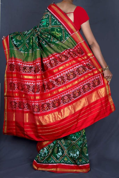 Green and Red Patan Patola Saree