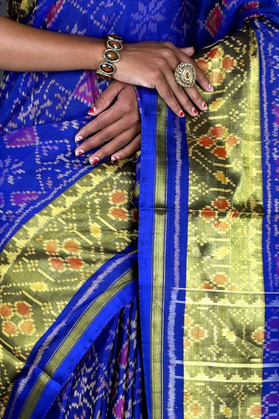 Blue Tissue Border Patola Saree