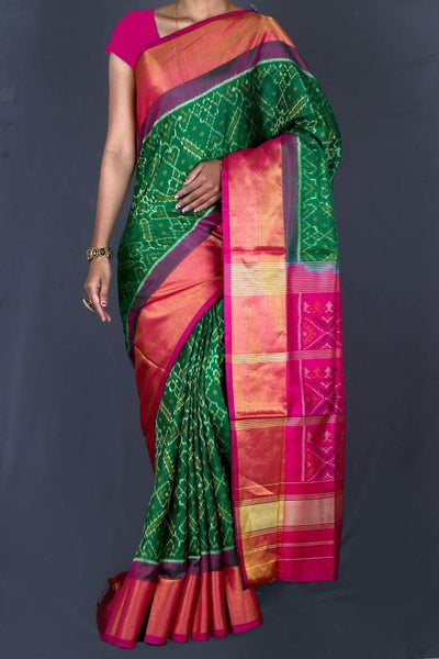 Green Pink Rich Border Patola