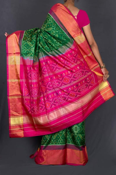 Green Pink Rich Border Patola