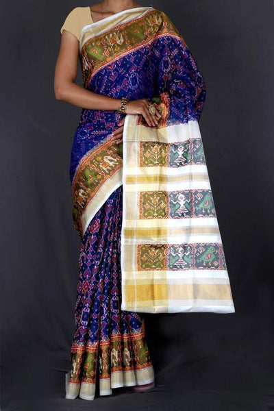 Exotic White and Blue Patola