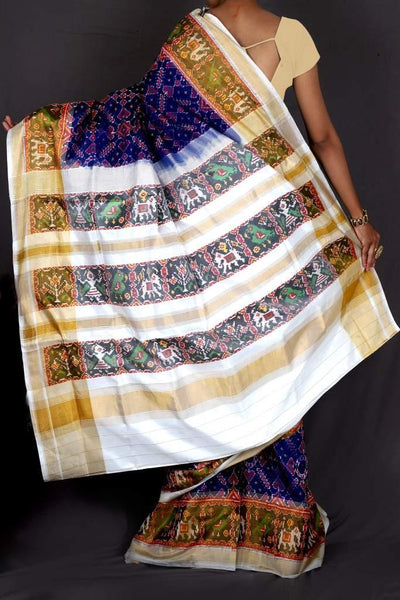 Exotic White and Blue Patola