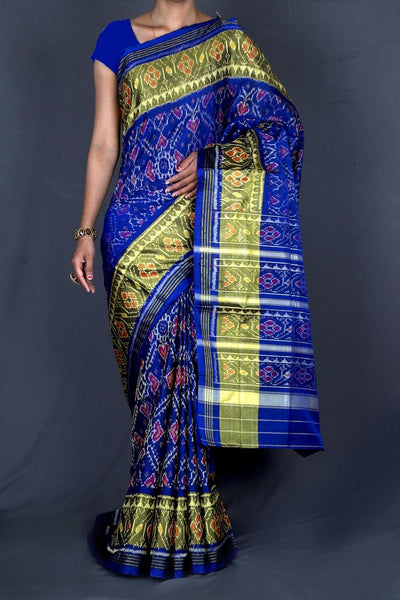 Blue and Green Patola Saree