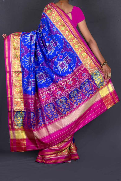 Blue and Pink Patola Saree