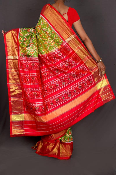 Red and Green Patola Saree