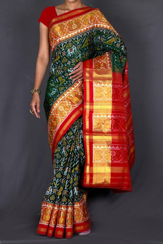 Green and Red Patola Saree
