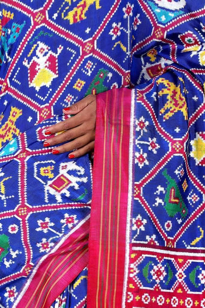 Blue and pink Patola Saree
