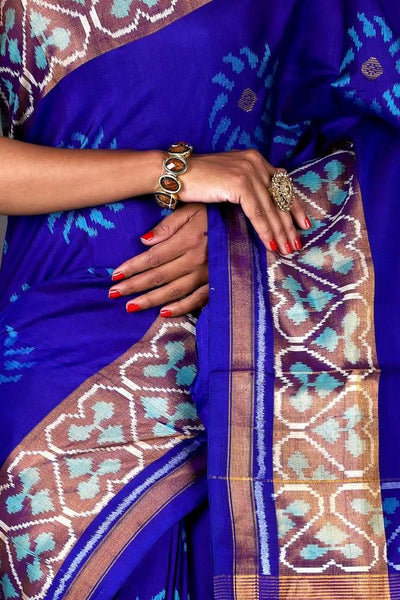 Dark Blue Zaributta  Patola Saree