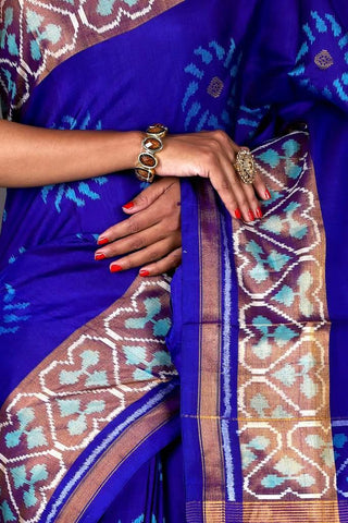 Dark Blue Zaributta  Patola Saree