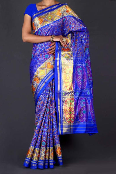 Blue with Copper Patola Saree