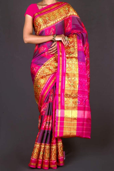 Pink and Purple Patola Saree