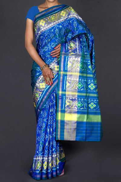 Sky Blue traditional Rajkot Patola Saree