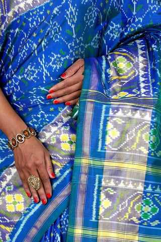 Sky Blue traditional Rajkot Patola Saree