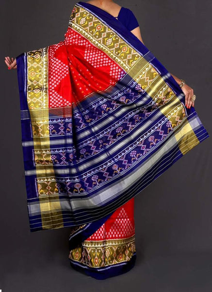 Red and Blue Patola Saree