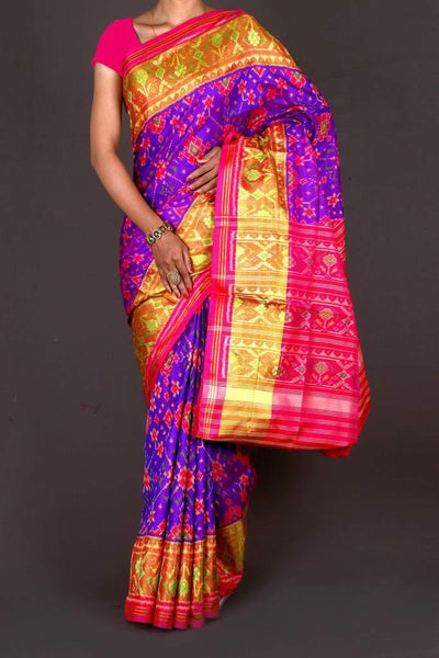 Purple and Pink Navratna Patola Saree