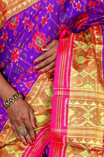 Purple and Pink Navratna Patola Saree