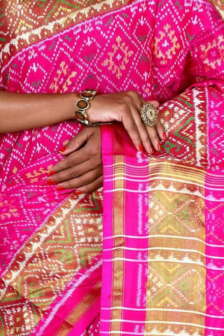 Pink panchanda Patola Saree