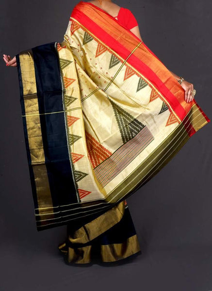 Tri colour stripe Patola Saree