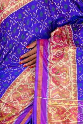 Blue combination with purple Patola Saree