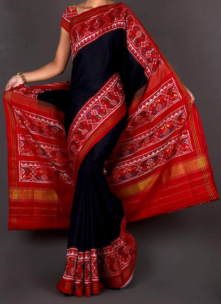 Black and Red Single weave Patan Patola