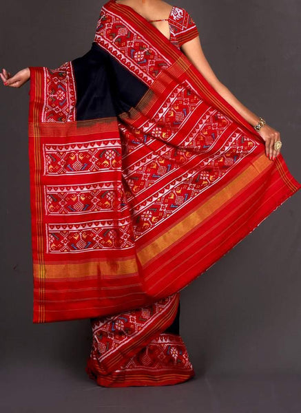 Black and Red Single weave Patan Patola