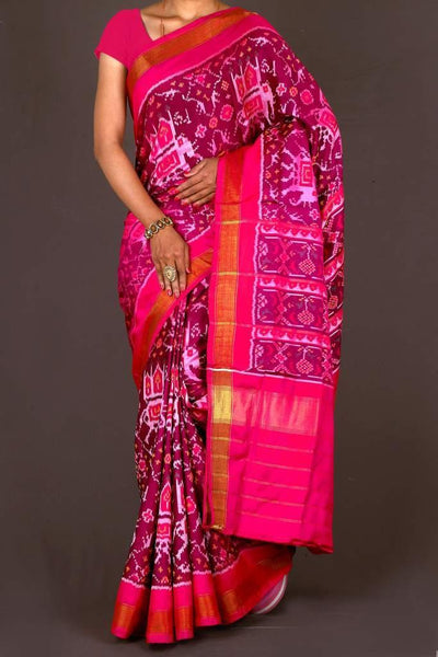 Purple and Pink Patola Saree