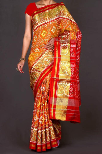 Yellow and Red Patola Saree