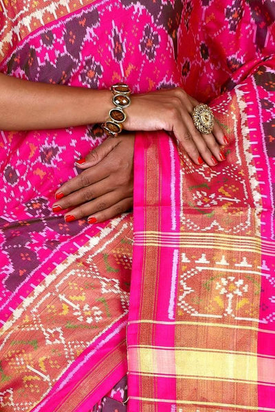 Pink Chhbadi bhat Patola Saree