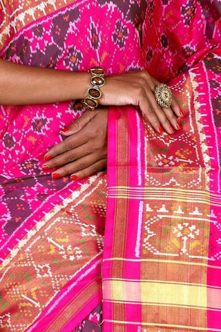 Pink Chhbadi bhat Patola Saree