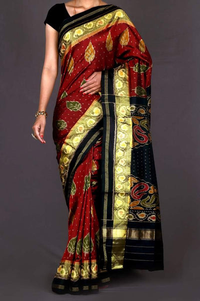 Maroon and Black Patola Saree
