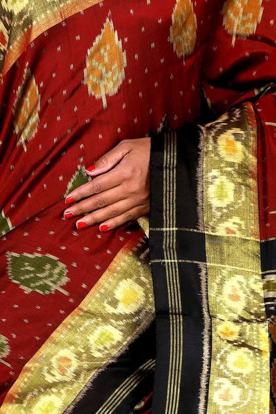 Maroon and Black Patola Saree