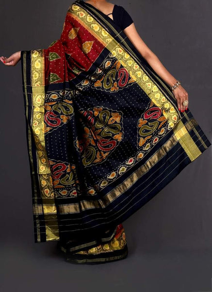 Maroon and Black Patola Saree