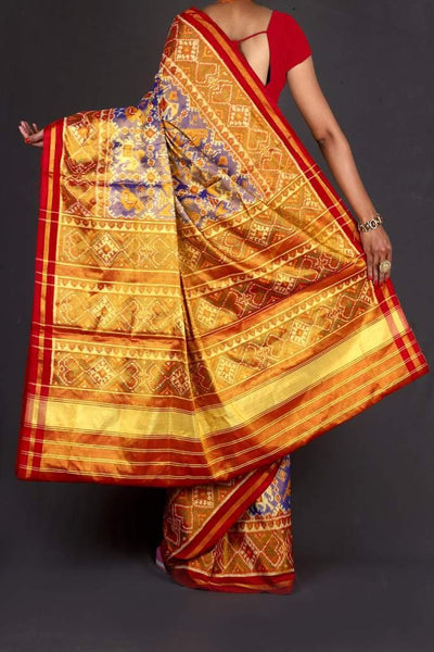 Violet and Red Full Golden Tissue Patola Saree