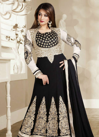 Black white nice combination anarkali suit - New India Fashion