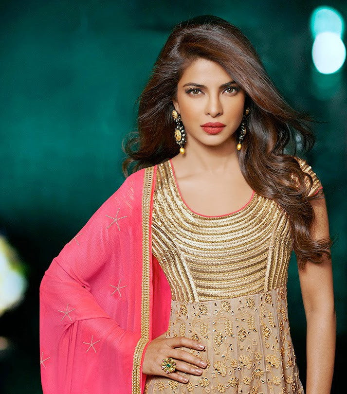 Pink cream golden rich combination elegant anarkali suit New