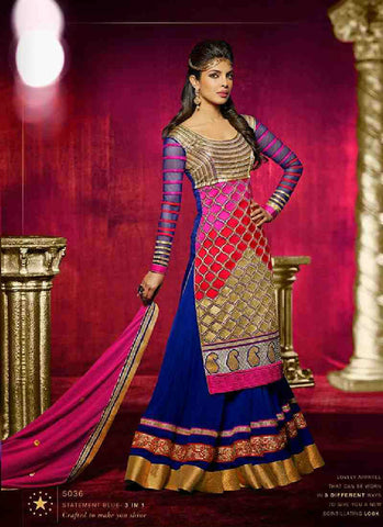 Multi colour  decent look combination beautiful designer full long anarkali suit - New India Fashion