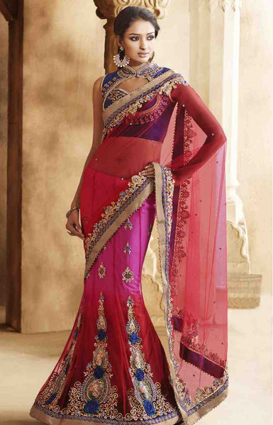 Georget Chiffion With Smoke Velvet Emb. Border - New India Fashion