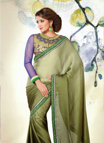 Varyary shaded nice combination designer georgette saree - New India Fashion