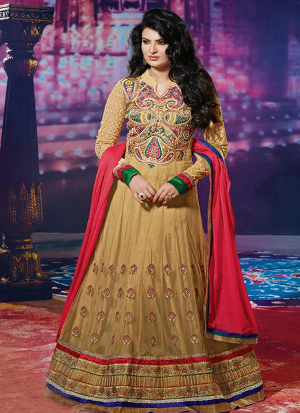 Cream-pink-dress with dupatta - New India Fashion