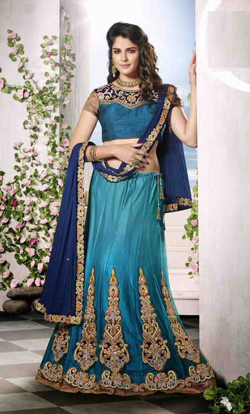 Stunning Steel Blue Lehenga Choli Set - New India Fashion