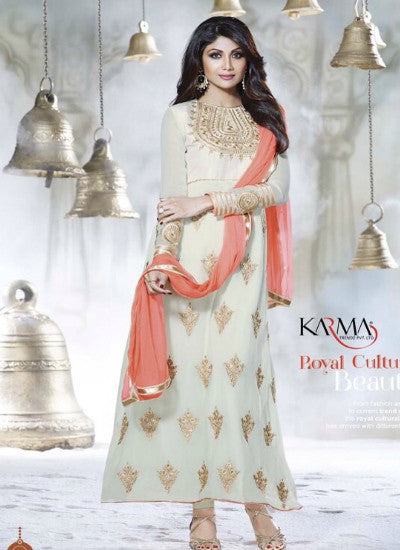 Cream georgette Indian salwar suit - New India Fashion