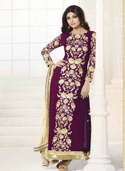 Dark pink georgette Indian salwar suit - New India Fashion