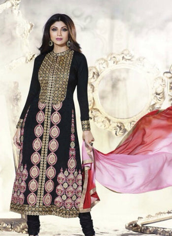 Black georgette Indian salwar suit - New India Fashion