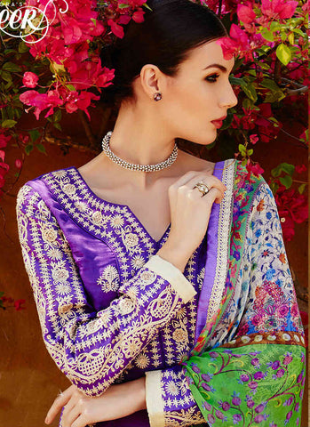 Purple and green global desi salwar - New India Fashion