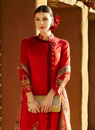 Red and golden global desi salwar