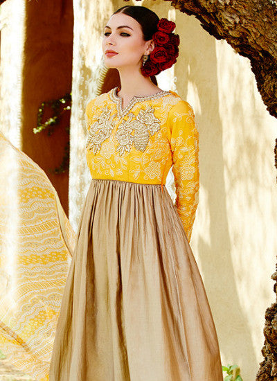 Yellow and cream global desi salwar - New India Fashion