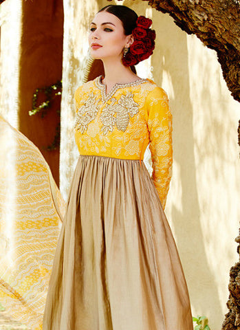 Yellow and cream global desi salwar - New India Fashion